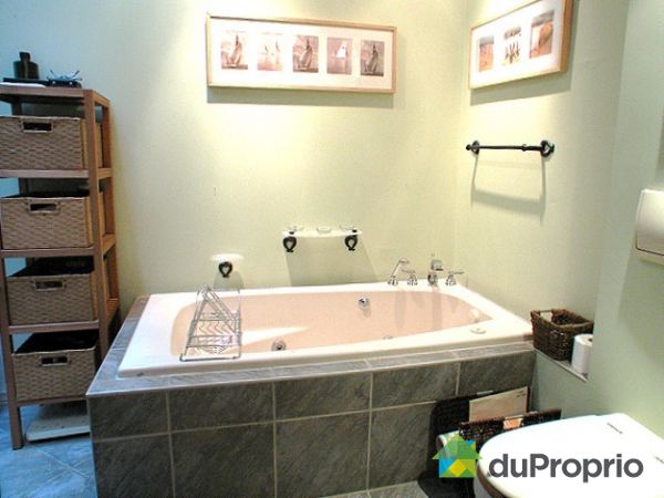Salle de bain - grande salle de bain avec bain remous et douche s&eacute;par&eacute;e lavabo et cabinet sytle europ&eacute;en