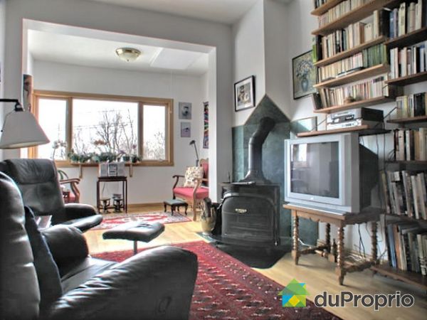 Salle de s�jour - Grande chambre utilis&eacute;e comme salle de s&eacute;jour, foyer type Franklin de Vermont Casting. 