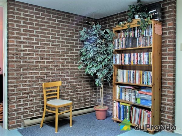 Biblioth&egrave;que - hall dentr&eacute;e du sous sol avec mur de briques