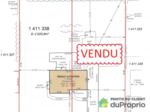 Plan du terrain - 1485, rue Louis-Francoeur, Cap-Rouge à vendre