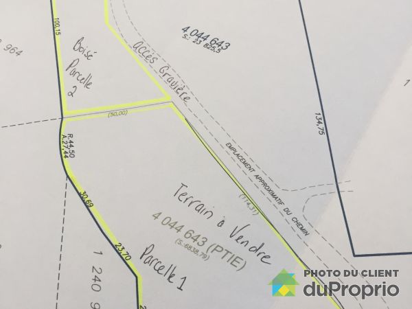 Plan du terrain - chemin Plante, Stoneham à vendre