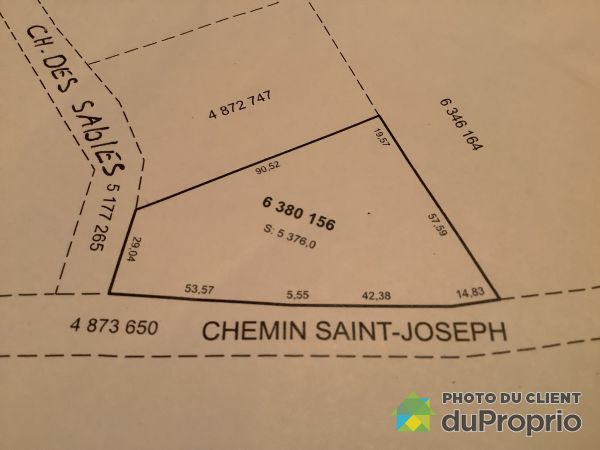 Plan du terrain - chemin Saint-Joseph, Trois-Rives à vendre