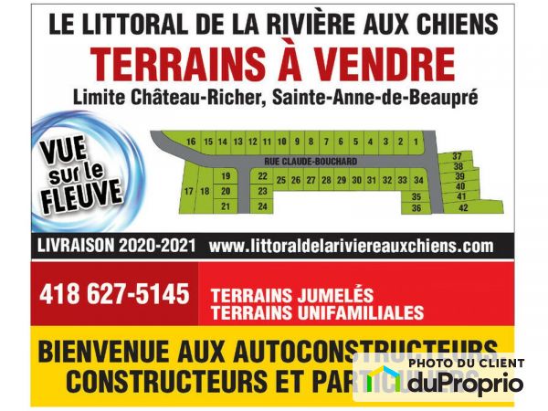 rue Claude-Bouchard - Le Littoral de la Rivière aux Chiens, Ste-Anne-de-Beaupré for sale
