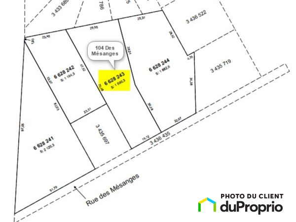 Plan du terrain - 104, rue des Mésanges, Victoriaville à vendre