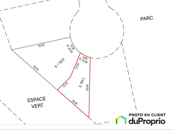 Plan du terrain - , rue Théberge, Richelieu à vendre